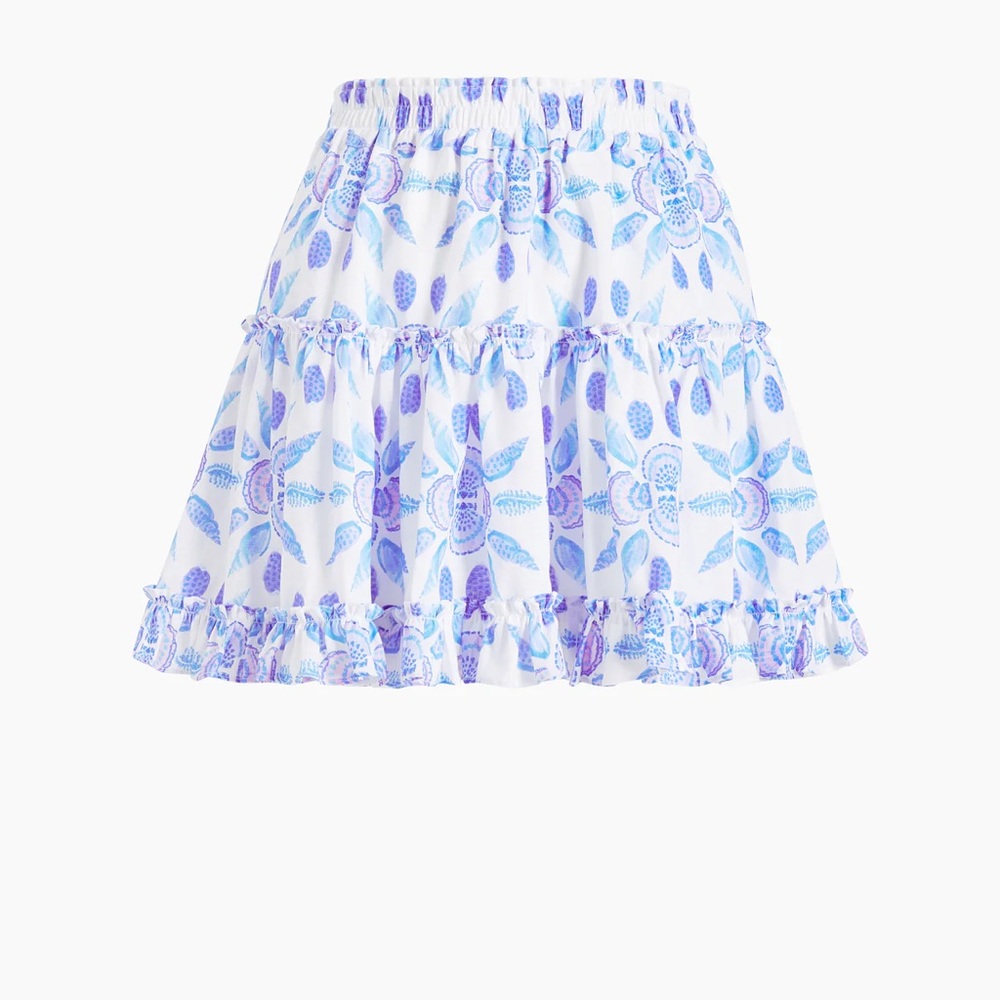 NWT Hill House Home Skirt. Linen Paz Skirt XXL Blue Shell Mosaic Linen